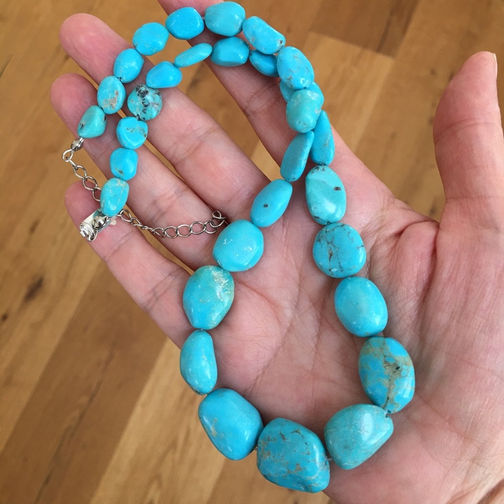 Turquoise bead sterling silver necklace